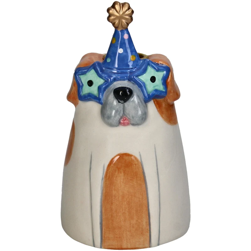 Candle Stick Dog Dolomite Multi 8.4x8.4x15cm