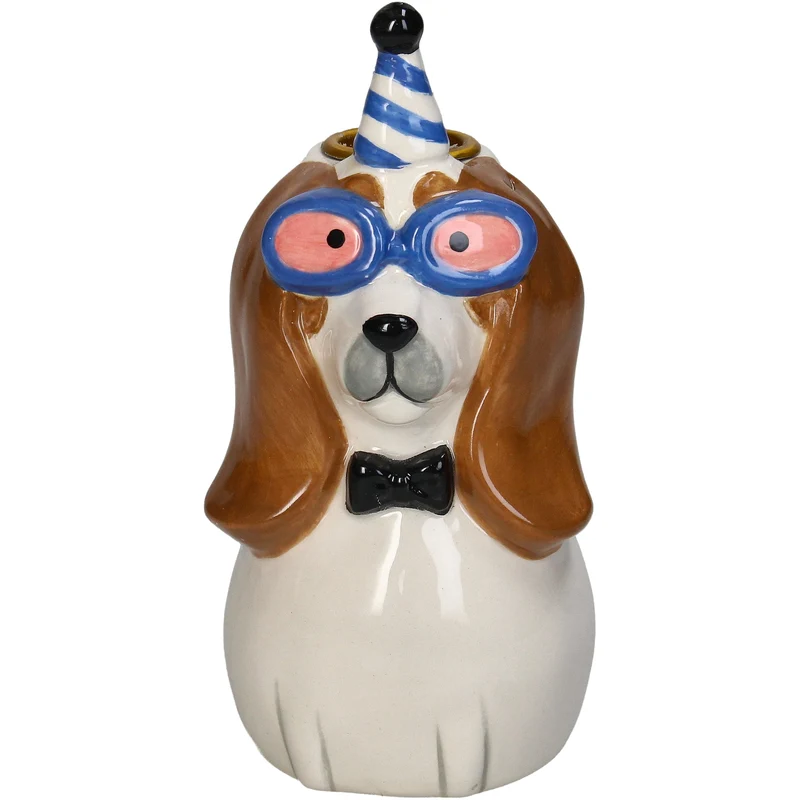 Candle Stick Dog Dolomite Multi 7.3x7.3x14.4cm