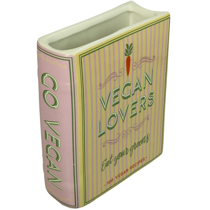 Vase Book Vegan Lovers Dolomite Multi 14.4x5.5x18.2cm