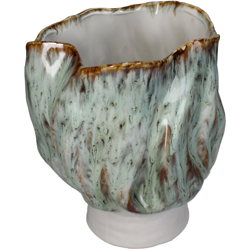 Vase Stoneware Green 21x21x24cm