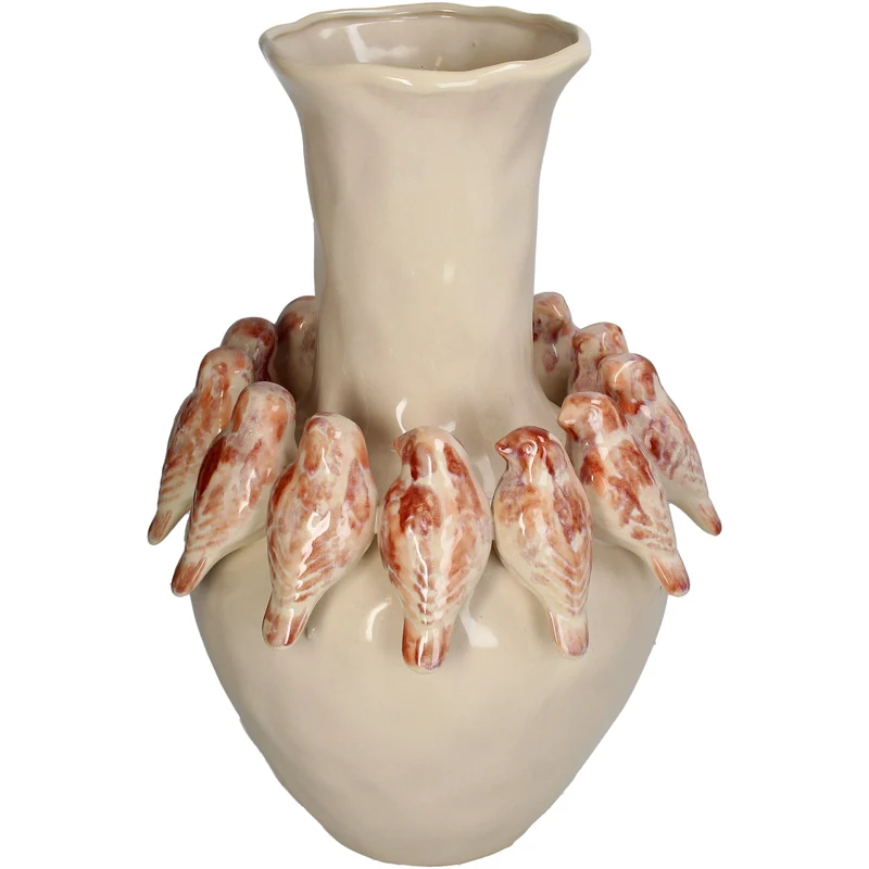 Vase Bird Stoneware Terra 27.7x27.7x41cm