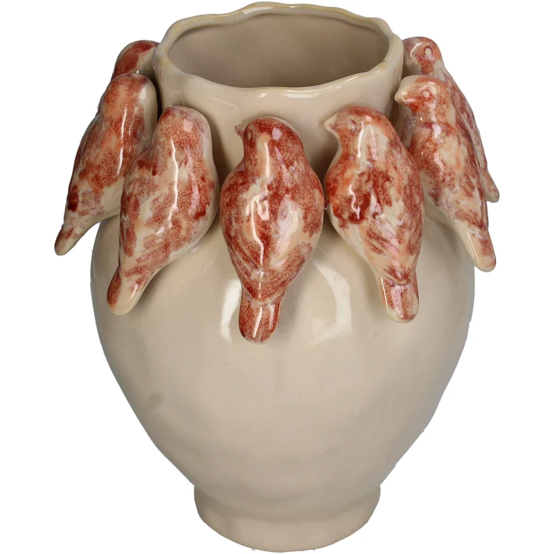 Vase Bird Stoneware Terra 23x23x28cm