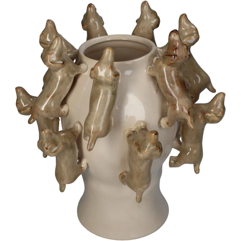 Vase Dachshund Stoneware Brown 25.5x25.5x28cm