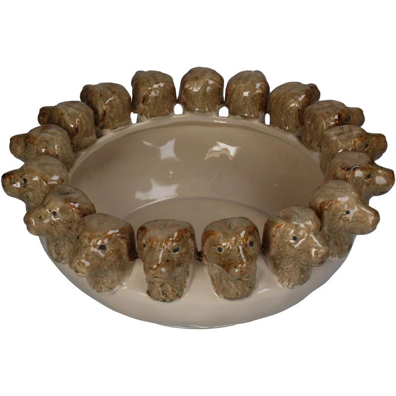 Bowl Dog Stoneware Brown 32.5x32.5x13cm