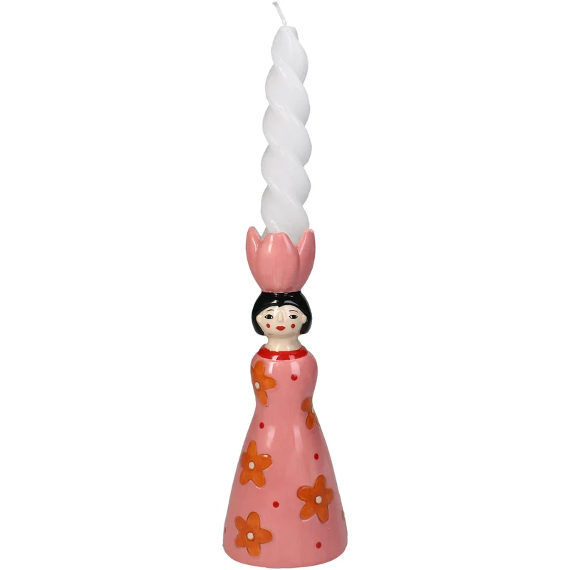 Candle Stick Flower Girl Dolomite Multi 6.5x7x17.6cm