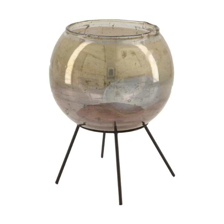Tealight holder glass 12x12x17cm Grey