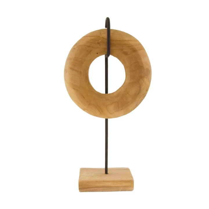 Statue circle teak wood 22x10x44cm Natural