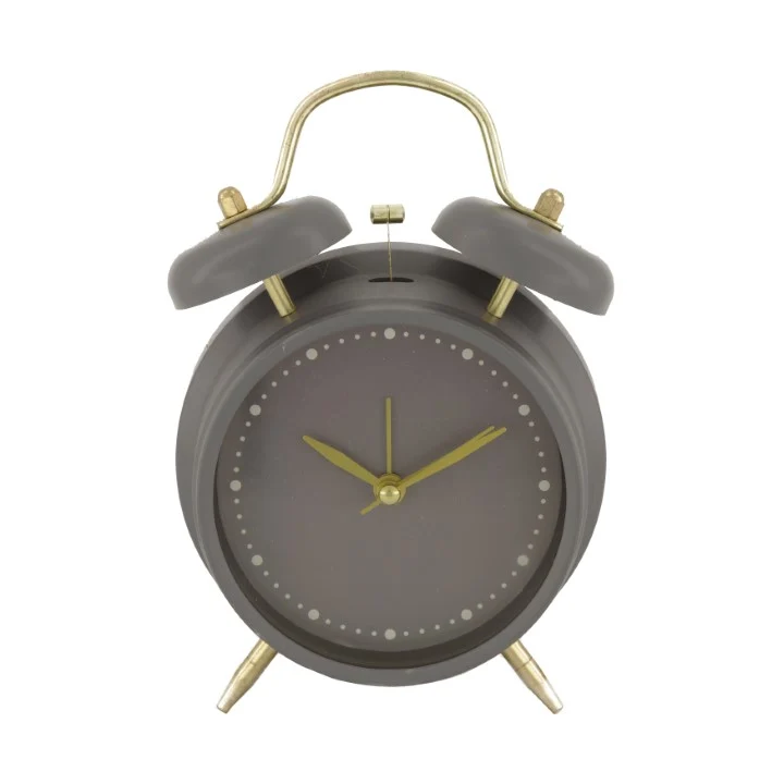 Clock plastic 18x6x11.5cm Grey/Gold