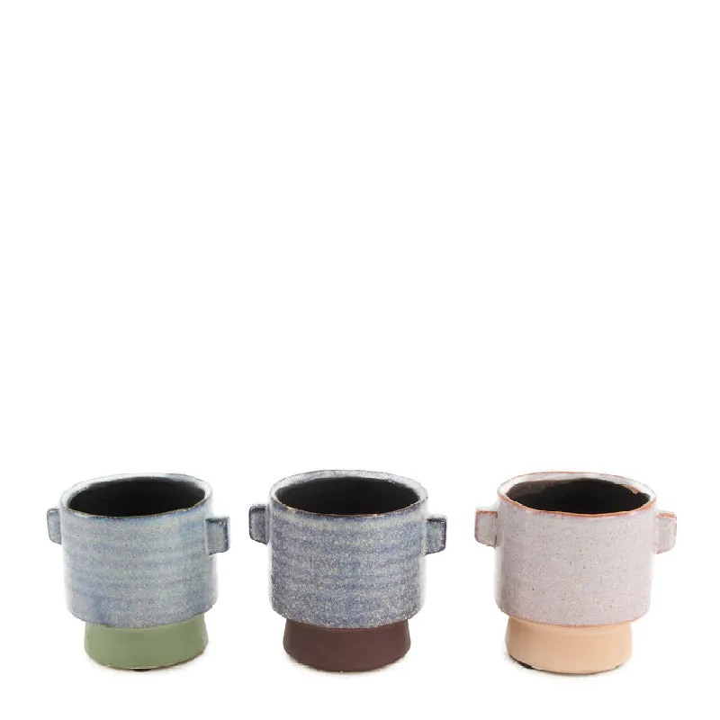 Planter ceramic 10x8x8.5cm Mixed Blue