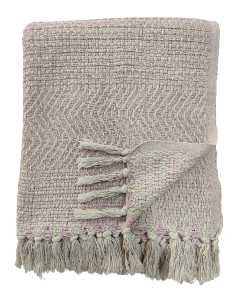 Plaid Nazca Recycled Cotton 150x125cm White/Pink