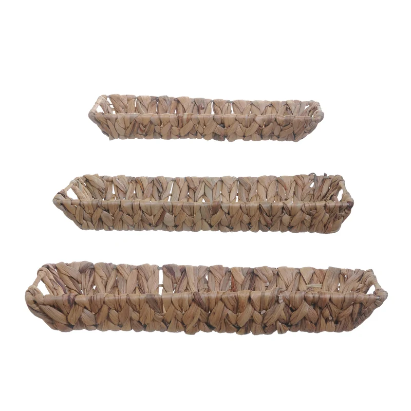 S/3 Tray Water Hyacinth 45x20x6cm Natural