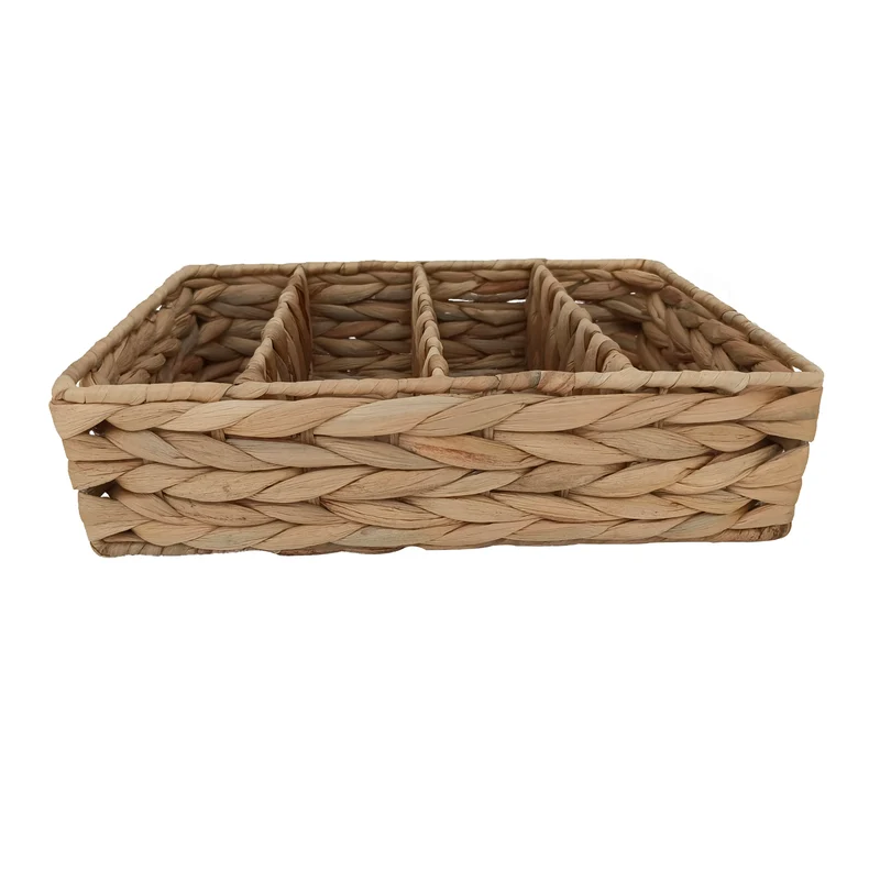 Storage Basket water hyacinth w/Divider 35x25x9cm Natural