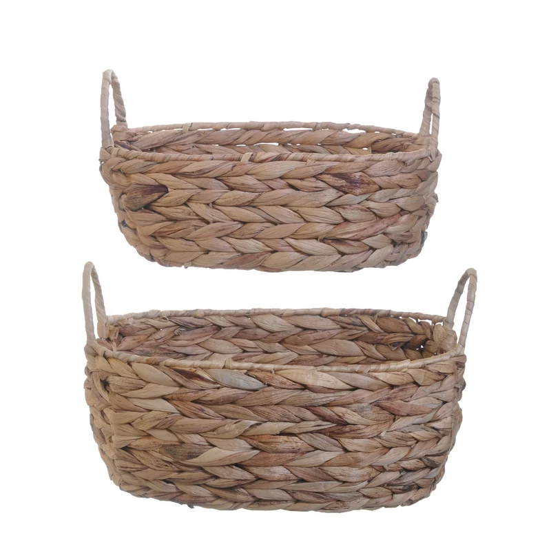 S/2 Basket Water Hyacinth 35x25x15cm Natural