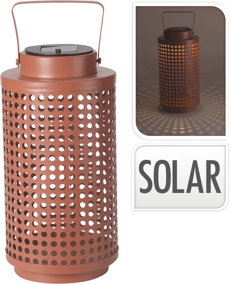 SOLAR LANTAARN METAAL ZALM D14XH28CM