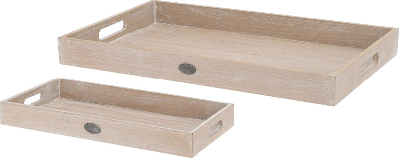 SET 2 STUKS DIENBLAD HOUT 'LIVING' 48x30x4CM
