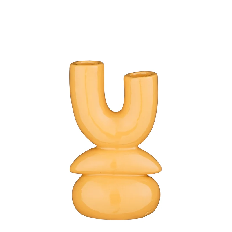 Candleholder ochre - l10,5xw6,5xh16,5cm