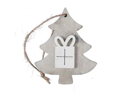 pb. 8 wooden trees/hanging grey/white 7 cm