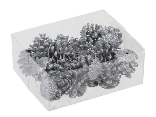 PET 24 glitter cones/loose silver 4,5cm