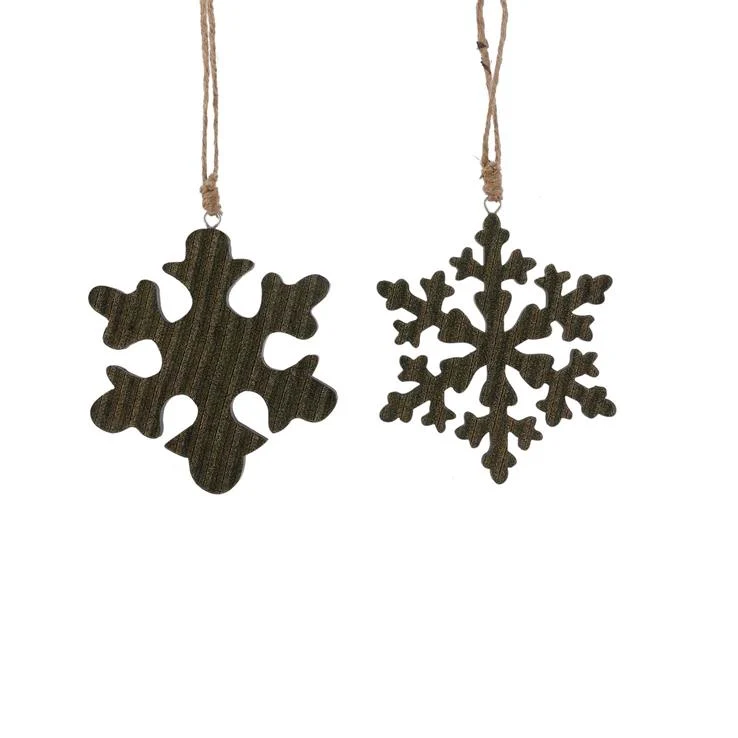 Ornament sneeuwvlok goud 2 assorti - l13xb13xh1,5cm
