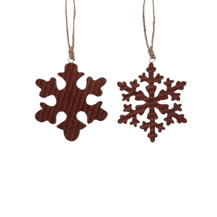 Ornament sneeuwvlok rood 2 assorti - l13xb13xh1,5cm