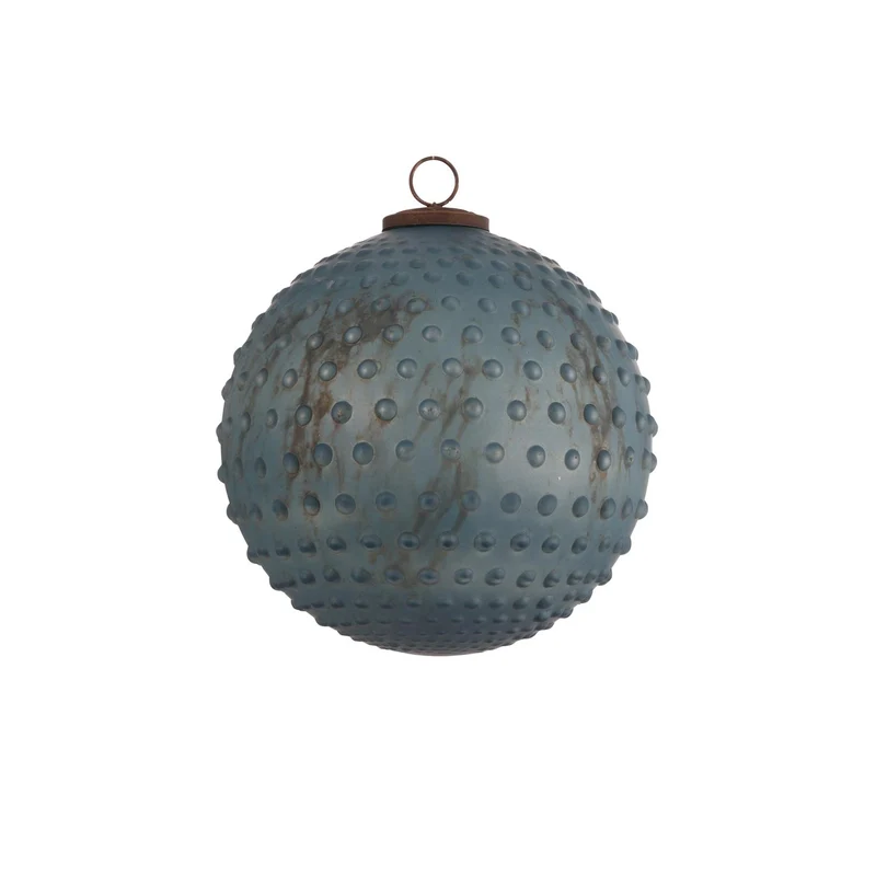 Kerstbal glas stip blauw - d20cm