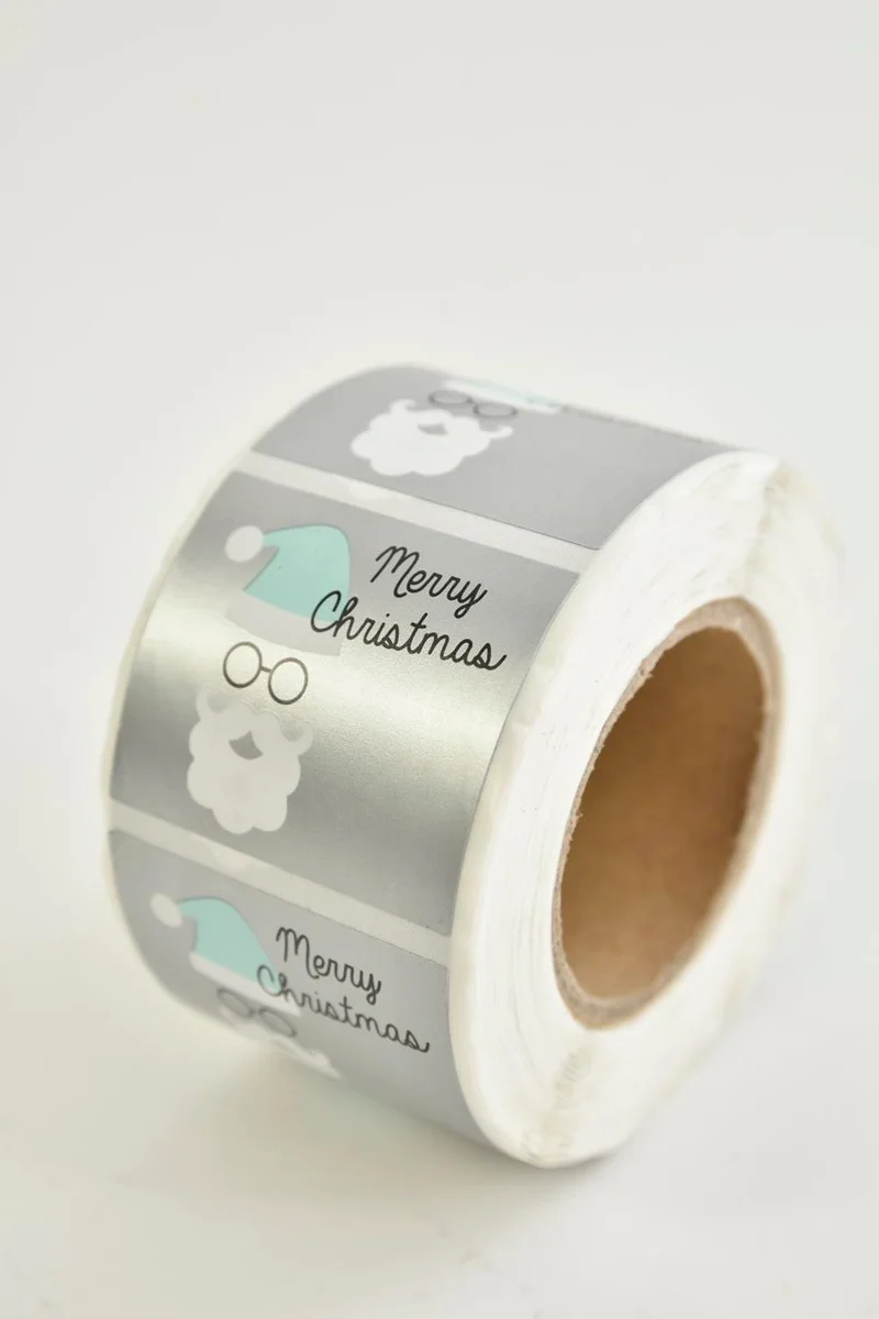 Rol etiket Merry Christmas (kerstman) 500 stuks