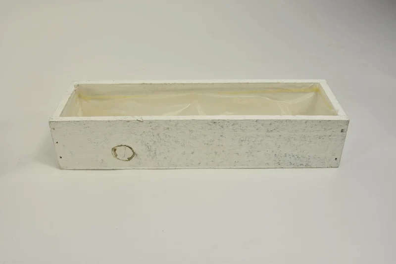 Houten tray/planter rechthoek white-wash 30x9x6cm