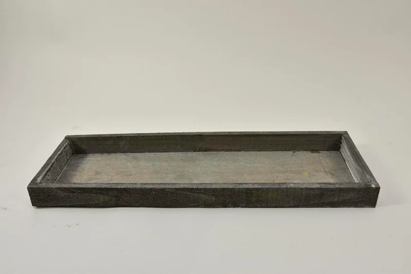 Houten tray rechthoek grey-wash 42x14x3cm