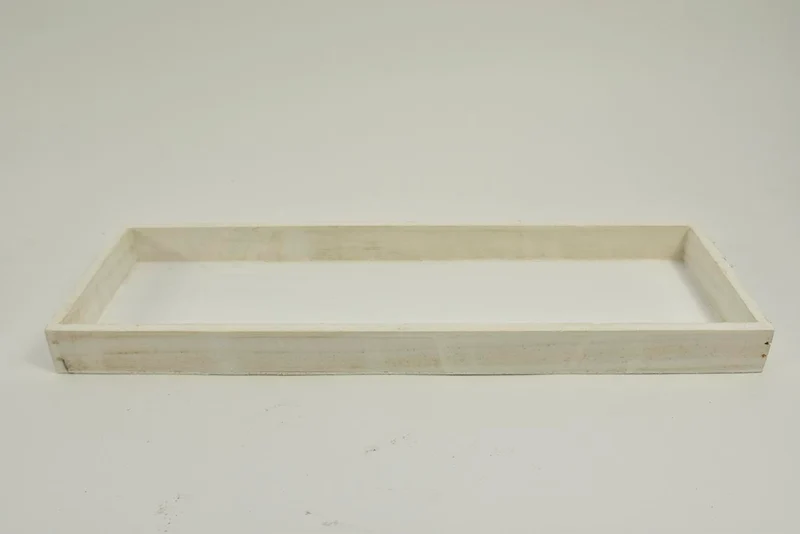 Houten tray rechthoek white-wash 42x14x3cm
