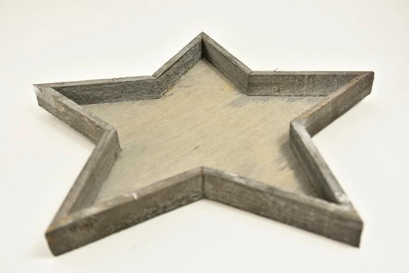 Houten tray ster grey-wash 40x40x3cm