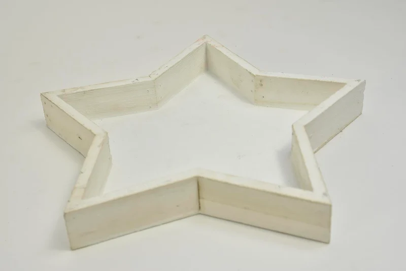 Houten tray ster white-wash 25x25x3cm