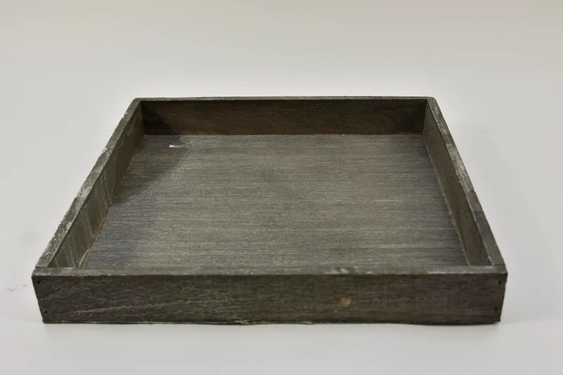 Houten tray vierkant grey-wash 30x30x4cm