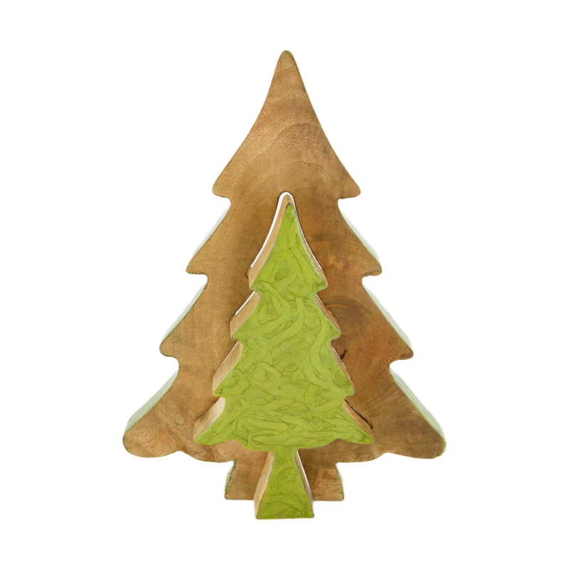 Tree mango wood 23x2.3x31cm Green mix