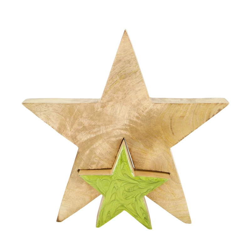 Star mango wood 28x3.3x28cm Green mix