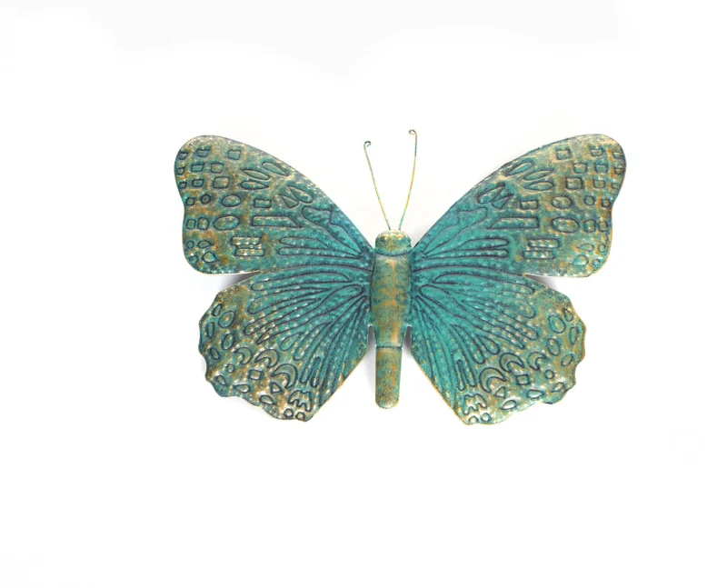 METALEN VLINDER BRONS 31X22CM WANDDECO