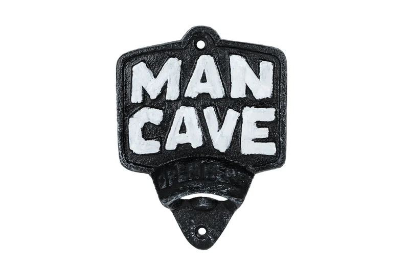Bieropener "Mancave" antiek zwart gietijzer 11,2x3,2x14,8cm