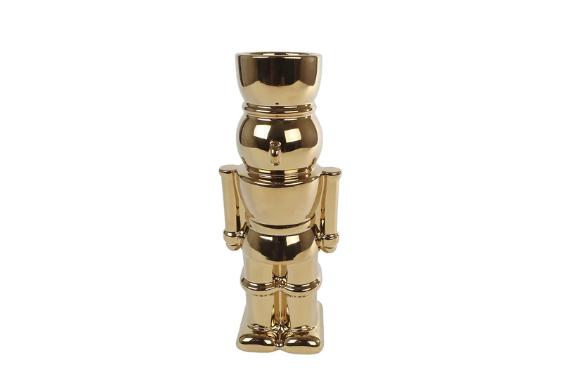 Sculptuur "Nutcracker" goud aardewerk 9x6,5x22,5cm