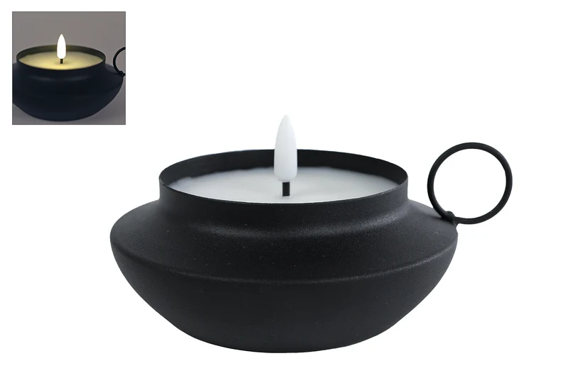 Sfeerverlichting LED "Blaker" zwart kaars 2xAAex 13,5x13,5x6