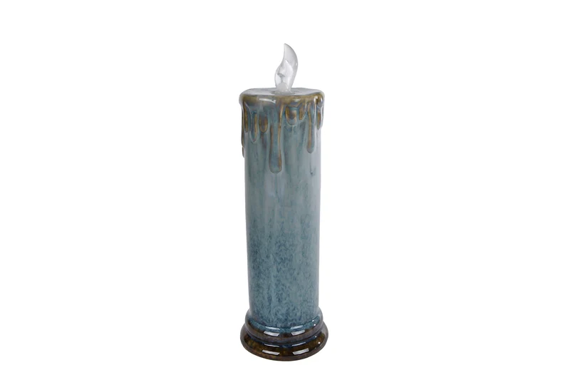 Sfeerverlichting LED "Candle" L steenblauw aardewerk 9x9x29cm
