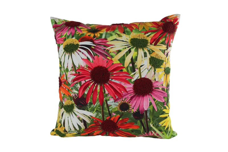 Kussen "Zonnehoed" wit/multicolor katoen 45x45x15cm