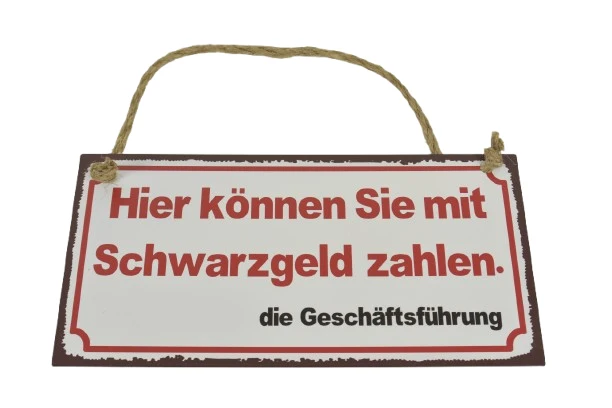 Wall Hanger Metal Schwarzgeld 30x15cm