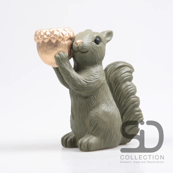 EEKHOORN MET WAXINEHOUDER CEMENT 18x10.5x20.5 CM OLIJFGROEN