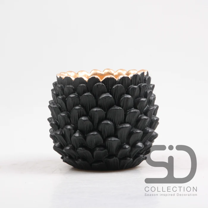 BLOEMPOT DENNENAPPEL CEMENT 16X16X14 CM ZWART