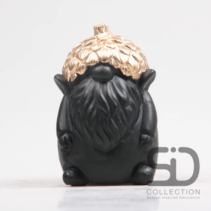 GNOME MET EIKEL CEMENT 9.5X9X14.3 CM ZWART