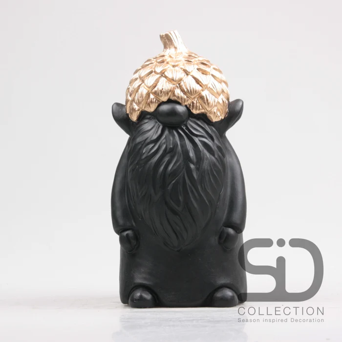 GNOME MET EIKEL CEMENT 15X14.5X29.7 CM ZWART