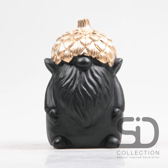 GNOME MET EIKEL CEMENT 12X11.5X18.7 CM ZWART