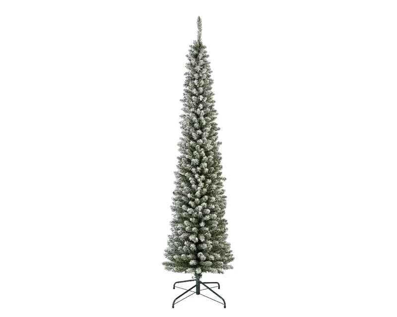 Pencil Pine tree snowy green/white D70 H240 cm