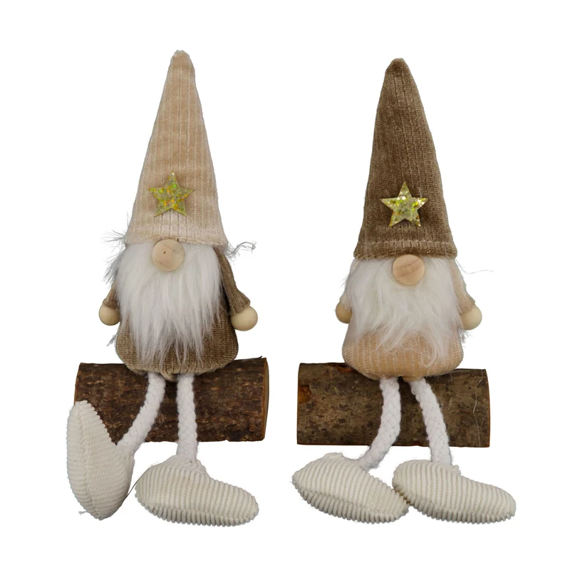 Gnome polyester on stand 7.5x4.5x14cm Mixed brown