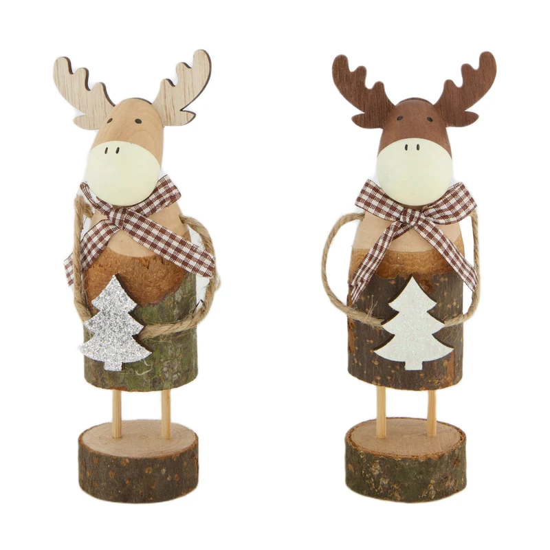 Figurine deer wood 6.7x5x18cm Mixed Brown/Natural