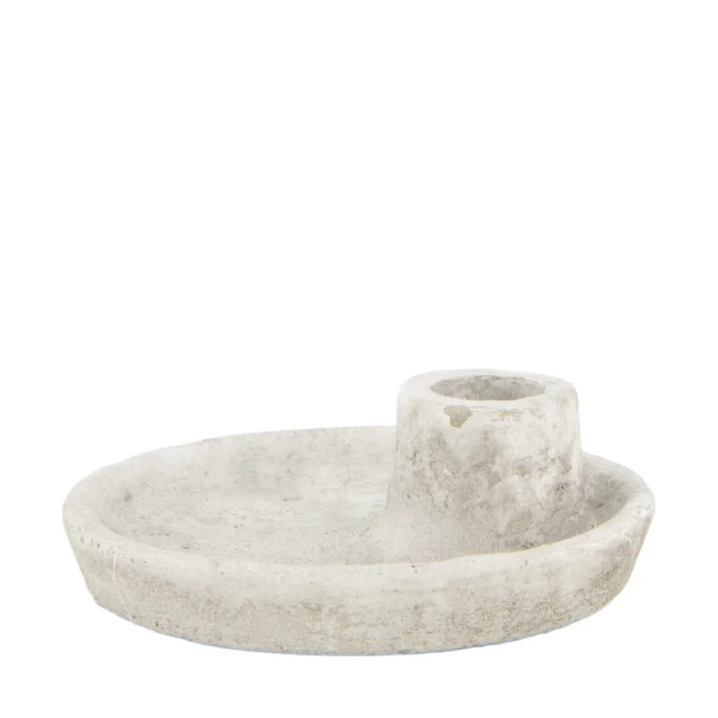 Dinnercandle holder cement 12x12x4cm Light grey